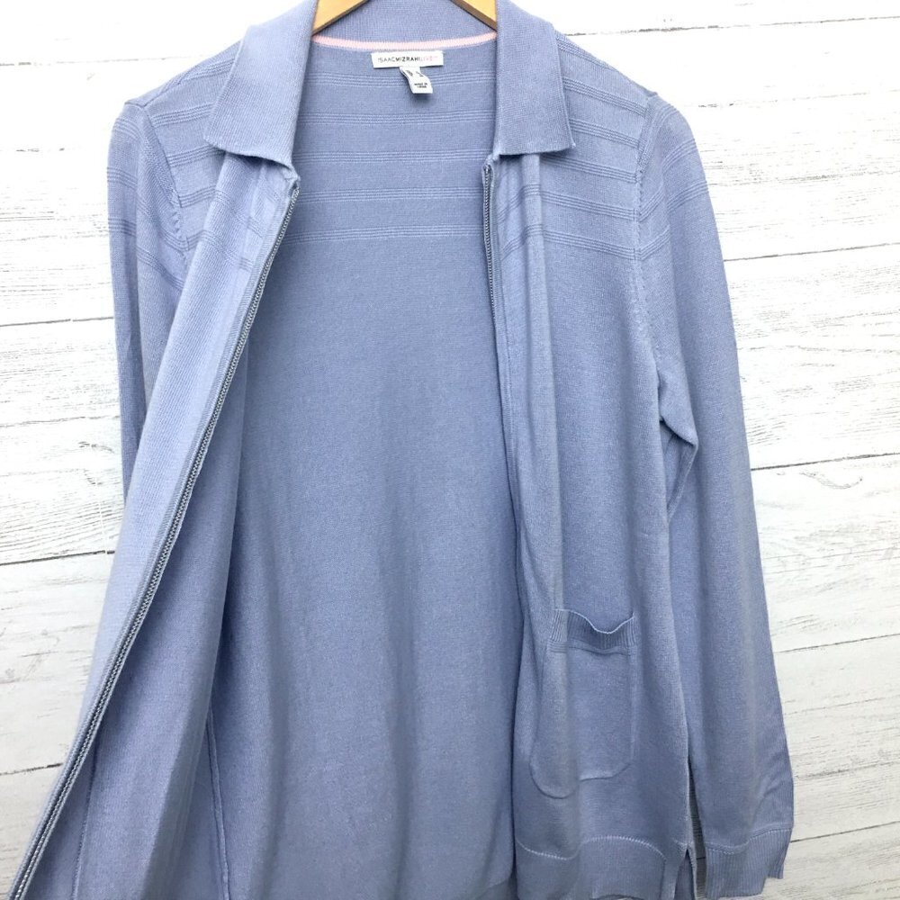 NEW Isaac Mizrahi Women's Light Blue Cardigan Sweater Zipper Front Pockets Small - Picture 5 of 10